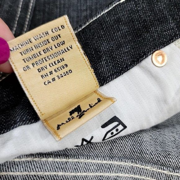 7FAM Size 31 Distressed A-Pocket‎ Swarovski Jeweled Low Rise Flare Jeans U130133 - Picture 11 of 12